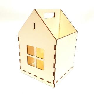 Ház alakú tároló, mérete: 12x12x18 cm