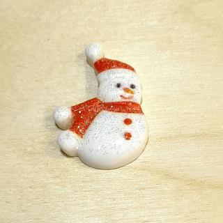Hóember, glitteres, lapos. Mérete: 2x2,8x0,5 cm