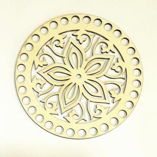 Horgolható natúr tábla mandala mintával, kör alakú. Átmérője: 13 cm