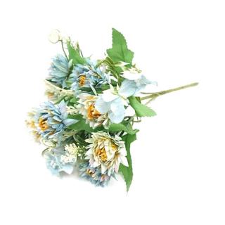 Kék-menta színű kicsi csokor, 10 virág/csokor. Virág átmérője kb. 3,5 cm