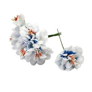 Kék színű papírvirág, 6 db/csokor. Virág mérete kb. 4 cm