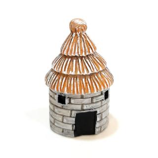 Nádfedeles minikunyhó, szürke. Mérete: 2,5x4 cm