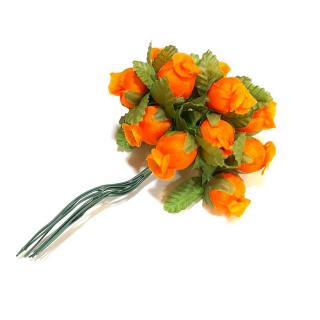 Narancssárga virágcsokor, drótos. 12 szál/csokor. Virágfej mérete: 1,5x2 cm