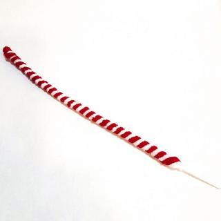 Piros-fehér zsenilia cukorpálcika, teljes méret: 25 cm, csíkos rész mérete: 17 cm