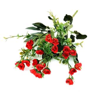 Piros kisvirágú csokor, 21 virág/csokr. Virág átmérője kb. 1,5 cm