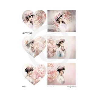 Rizspapir - Shabby chic stílusú hat kép, hölgyek