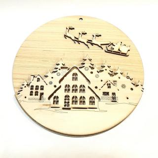 Téli táj - lézervágott kopogtató-szett, átmérő: 20 cm