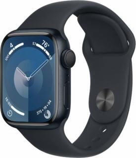 Apple Watch Series 9 GPS 45 mm éjfekete alumínium, éjfekete sport szíjjal M/L