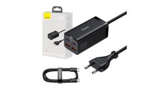 Baseus GaN3 Pro wall charger 2xUSB-C + 2xUSB, 100W fekete