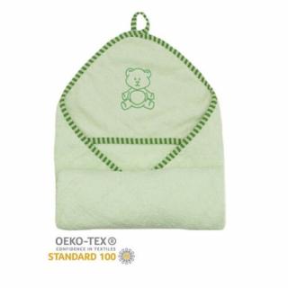 Stella fürdőlepedő hímzett 110x110, zöld maci