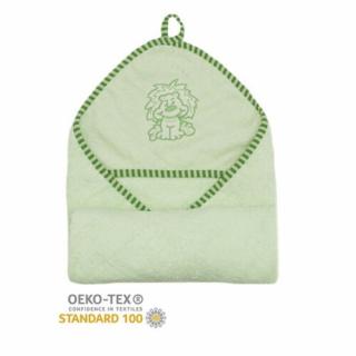 Stella fürdőlepedő hímzett 110x110, zöld oroszlán