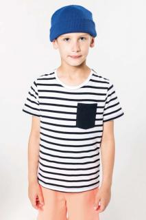 KIDS' STRIPED SHORT SLEEVE SAILOR T-SHIRT WITH POCKET