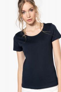 LADIES' SHORT-SLEEVED ORGANIC T-SHIRT WITH RAW EDGE NECKLINE