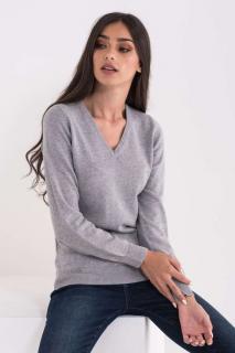 LADIES' V-NECK FINE GAUGE COTTON PULLOVER