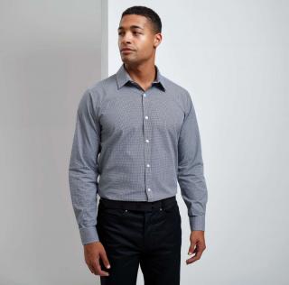 MEN'S LONG SLEEVE GINGHAM COTTON MICROCHECK SHIRT