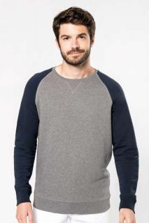 MEN'S TWO-TONE ORGANIC CREW NECK RAGLAN SLEEVE SWEATSHIRT