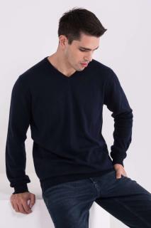 MEN'S V-NECK FINE GAUGE COTTON PULLOVER