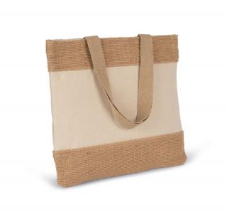 SHOPPING BAG IN COTTON AND WOVEN JUTE THREADS