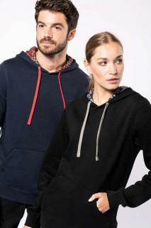 UNISEX CONTRAST PATTERNED HOODED SWEATSHIRT