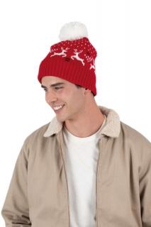 WINTER BEANIE WITH REINDEER DESIGN