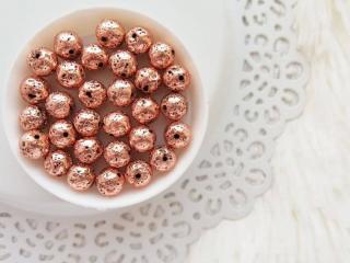 Rose gold lávakő festett ásványgyöngy 8mm