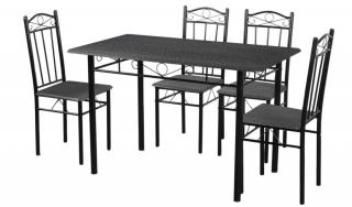 Vigor Fur 101B ebédlőasztal 4db székkel étkezőgarnitúra fekete gránit