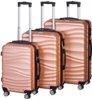 VIGOR Traveling 3, 3 db-os, ABS, guruló, aranyvörös bőrönd szett (55cm+65cm+75cm)