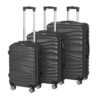 VIGOR Traveling 3, 3 db-os, ABS, guruló, fekete bőrönd szett (55cm+65cm+75cm)