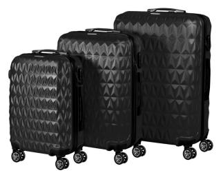 VIGOR Traveling 6, 3 db-os, ABS, guruló, fekete bőrönd szett (55cm+65cm+75cm)
