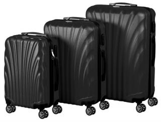 VIGOR Traveling 7, 3 db-os, ABS, guruló, fekete bőrönd szett (55cm+65cm+75cm)