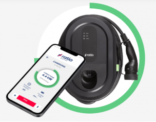 RATIO SMART 22KW 3x32A, Applikáció, elektromos autó fali töltő, 5 méter kábellel. Made in EU