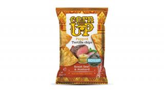 Corn Up teljes kiőrlésű sárga kukorica tortilla chips marhahús és mustár ízesítéssel 60g