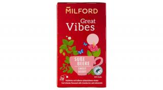 Milford great vibes földieper-ribizli ízű gyümölcstea 20x2g 40 g