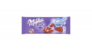 Milka Bubbly alpesi tejcsokoládé levegőbuborékos tejcsokoládé töltelékkel 90 g