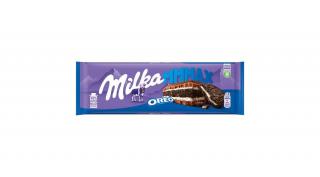 Milka Mmmax Oreo alpesi tejcsokoládé vanília ízű tejes krémtöltelékkel és kakaós keksszel 300 g