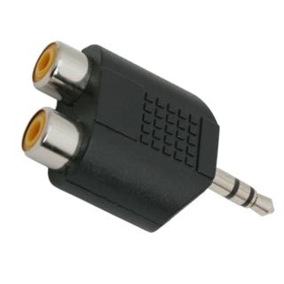 XMAX RCA / JACK audio Y csatlakozó adapter (2 x RCA - 3,5 JACK dugó)