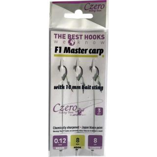 Czero F1 Master carp szakállas előkötött horog 3db/csomag 10-es, 0.10mm