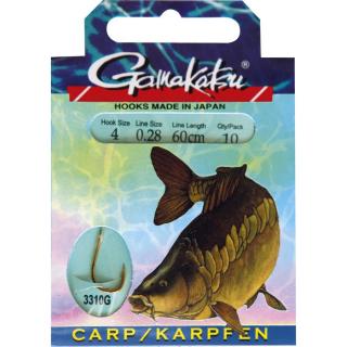 GAMAKATSU CARP 3310G ELŐKÖTÖTT horog 10db/cs 0,20mm/10-es horog