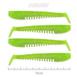 Nevis IMPULSE SHAD 10CM 4DB/CS FLUO ZÖLD FLITTER X2