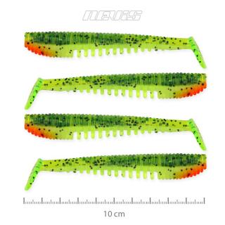 Nevis IMPULSE SHAD 10CM 4DB/CS ZÖLD-NARANCS FLITTER