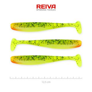 REIVA Flash Shad 12.5cm gumihal Zöld-narancs flitter