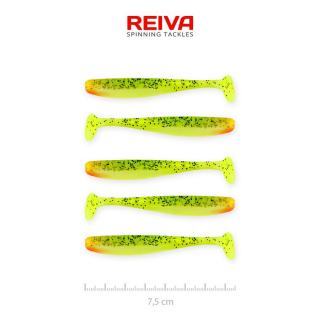 REIVA Flash Shad 7.5cm gumihal Zöld-narancs flitter