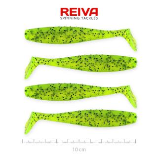 REIVA Flat Minnow Shad 10cm gumihal Zöld flitter