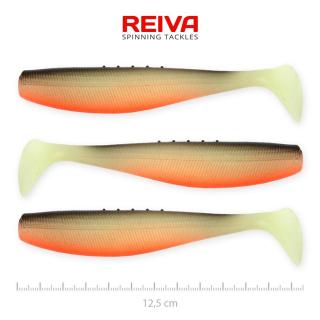 REIVA Flat Minnow Shad 12,5 cm gumihal Fekete-fehér-narancs