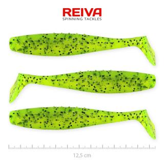 REIVA Flat Minnow Shad 12,5 cm gumihal Zöld flitter