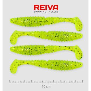 Reiva ZANDER POWER SHAD gumihal 10CM 4DB/CS /NEONZÖLD-FLITTER/