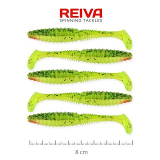 Reiva ZANDER POWER SHAD gumihal 8CM 5DB/CS (FLUOSÁRGA-ZÖLD)