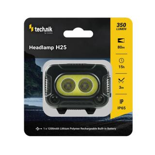 Technik Fejlámpa H25 (akkumulátoros) XPG-2+2835*8 LED + USB Type-C (350 lumen)