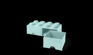 LEGO® Aqua kék fiókos tároló doboz, 8 bütyökkel