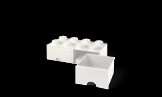LEGO® Fehér fiókos tároló doboz, 8 bütyökkel
